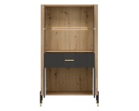 Display cabinet DANTE 93 cm, 4 doors and 1 drawer, cremona torro oak with anthracite matt fronts