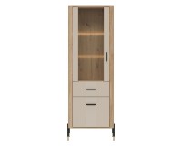 Display cabinet DANTE 70 cm, 2 doors and 1 drawer, left or right, cremona torro oak with cashmere matt fronts