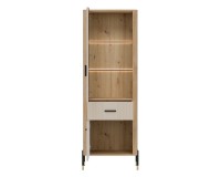 Display cabinet DANTE 70 cm, 2 doors and 1 drawer, left or right, cremona torro oak with cashmere matt fronts