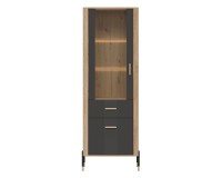 Display cabinet DANTE 70 cm, 2 doors and 1 drawer, left or right, cremona torro oak with anthracite matt fronts