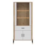 Display cabinet DANTE 93 cm, 4 doors and 1 drawer, cremona torro oak with white matt fronts