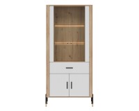Display cabinet DANTE 93 cm, 4 doors and 1 drawer, cremona torro oak with white matt fronts