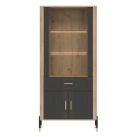 ויטרינה DANTE DT14 93, 4 דלתות ו 1 מגירה, אלון קרמונה טורו עם חזיתות אנתרציט מט