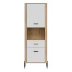 Cabinet DANTE 70 cm, 2 doors and 1 drawer, left or right, cremona torro oak with white matt fronts