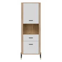 Cabinet DANTE 70 cm, 2 doors and 1 drawer, left or right, cremona torro oak with white matt fronts