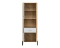 Cabinet DANTE 70 cm, 2 doors and 1 drawer, left or right, cremona torro oak with white matt fronts