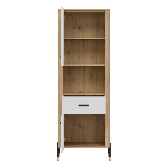 Cabinet DANTE 70 cm, 2 doors and 1 drawer, left or right, cremona torro oak with white matt fronts