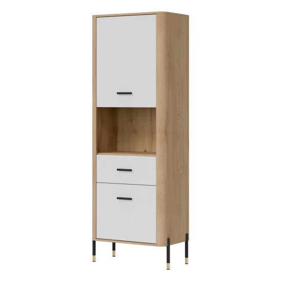 Cabinet DANTE 70 cm, 2 doors and 1 drawer, left or right, cremona torro oak with white matt fronts