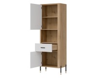 Cabinet DANTE 70 cm, 2 doors and 1 drawer, left or right, cremona torro oak with white matt fronts