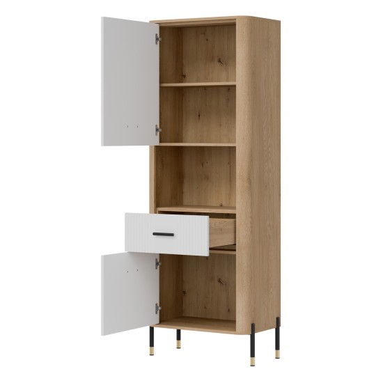 Cabinet DANTE 70 cm, 2 doors and 1 drawer, left or right, cremona torro oak with white matt fronts