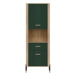 Cabinet DANTE 70 cm, 2 doors and 1 drawer, left or right, cremona torro oak with green matt fronts