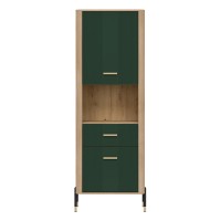 Cabinet DANTE 70 cm, 2 doors and 1 drawer, left or right, cremona torro oak with green matt fronts