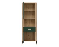 Cabinet DANTE 70 cm, 2 doors and 1 drawer, left or right, cremona torro oak with green matt fronts