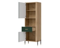 Cabinet DANTE 70 cm, 2 doors and 1 drawer, left or right, cremona torro oak with green matt fronts