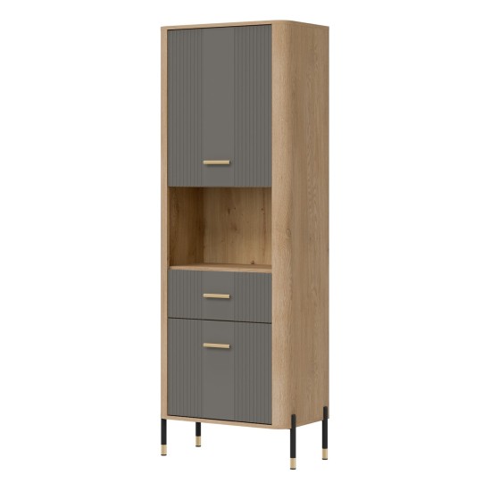 Cabinet DANTE 70 cm, 2 doors and 1 drawer, left or right, cremona torro oak with grey matt fronts