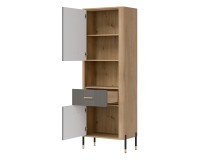 Cabinet DANTE 70 cm, 2 doors and 1 drawer, left or right, cremona torro oak with grey matt fronts