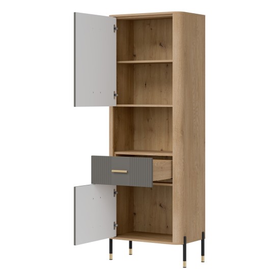 Cabinet DANTE 70 cm, 2 doors and 1 drawer, left or right, cremona torro oak with grey matt fronts