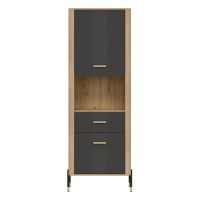Cabinet DANTE 70 cm, 2 doors and 1 drawer, left or right, cremona torro oak with anthracite matt fronts