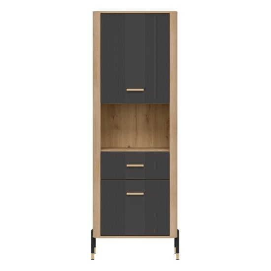 Cabinet DANTE 70 cm, 2 doors and 1 drawer, left or right, cremona torro oak with anthracite matt fronts
