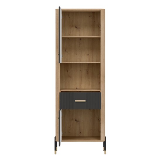 Cabinet DANTE 70 cm, 2 doors and 1 drawer, left or right, cremona torro oak with anthracite matt fronts