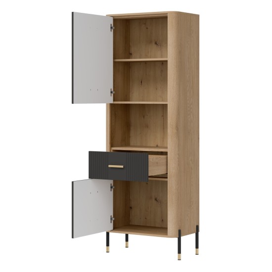 Cabinet DANTE 70 cm, 2 doors and 1 drawer, left or right, cremona torro oak with anthracite matt fronts