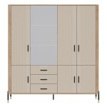 Wardrobe DANTE 185 cm, 7 doors and 3 drawers, cremona torro oak with cashmere matt fronts