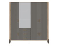 Wardrobe DANTE 185 cm, 7 doors and 3 drawers, cremona torro oak with grey matt fronts Wardrobe DANTE 185 cm, 7 doors and 3 drawers, cremona torro oak with grey matt fronts