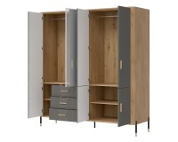 Wardrobe DANTE 185 cm, 7 doors and 3 drawers, cremona torro oak with grey matt fronts Wardrobe DANTE 185 cm, 7 doors and 3 drawers, cremona torro oak with grey matt fronts