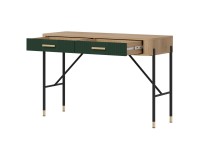 Dressing table DANTE 120 cm, 2 drawers, cremona torro oak with green matt fronts