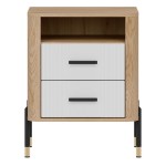 Тумба прикроватная DANTE 56 см, 2 ящика, дуб кремона торро, фасады белый матовый