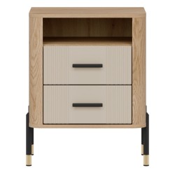 שידת לילה DANTE DT22 56, 2 מגירות, אלון קרמונה טורו עם חזיתות קשמיר מט