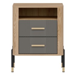 Тумба прикроватная DANTE 56 см, 2 ящика, дуб кремона торро, фасады серый матовый Тумба прикроватная DANTE 56 см, 2 ящика, дуб кремона торро, фасады серый матовый