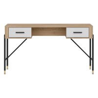 Desk DANTE 140 cm, 2 drawers, cremona torro oak with white matt fronts