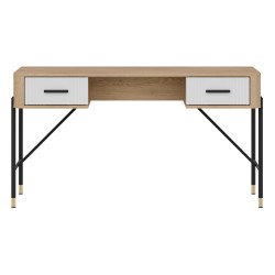 Desk DANTE 140 cm, 2 drawers, cremona torro oak with white matt fronts