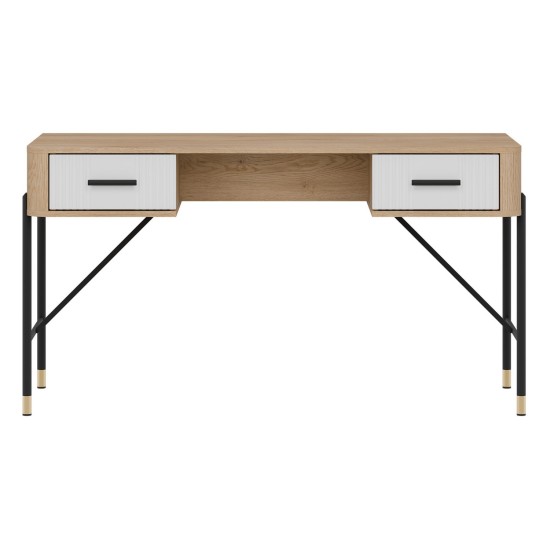 Desk DANTE 140 cm, 2 drawers, cremona torro oak with white matt fronts Desk DANTE 140 cm, 2 drawers, cremona torro oak with white matt fronts