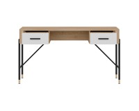 Desk DANTE 140 cm, 2 drawers, cremona torro oak with white matt fronts Desk DANTE 140 cm, 2 drawers, cremona torro oak with white matt fronts