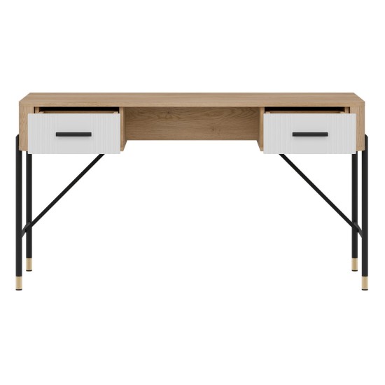 Desk DANTE 140 cm, 2 drawers, cremona torro oak with white matt fronts Desk DANTE 140 cm, 2 drawers, cremona torro oak with white matt fronts