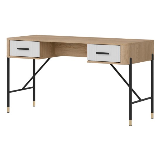 Desk DANTE 140 cm, 2 drawers, cremona torro oak with white matt fronts Desk DANTE 140 cm, 2 drawers, cremona torro oak with white matt fronts