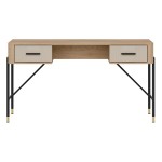 Desk DANTE 140 cm, 2 drawers, cremona torro oak with cashmere matt fronts