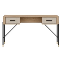 Desk DANTE 140 cm, 2 drawers, cremona torro oak with cashmere matt fronts