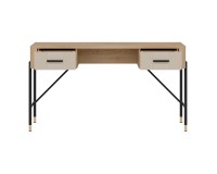 Desk DANTE 140 cm, 2 drawers, cremona torro oak with cashmere matt fronts