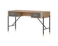 Desk DANTE 140 cm, 2 drawers, cremona torro oak with grey matt fronts