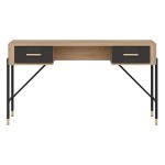 Desk DANTE 140 cm, 2 drawers, cremona torro oak with anthracite matt fronts