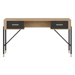 Desk DANTE 140 cm, 2 drawers, cremona torro oak with anthracite matt fronts