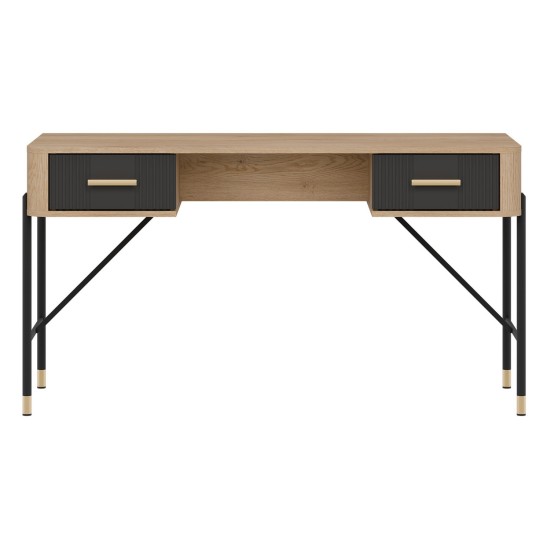 Desk DANTE 140 cm, 2 drawers, cremona torro oak with anthracite matt fronts