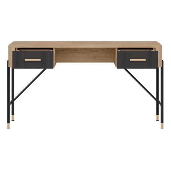 Desk DANTE 140 cm, 2 drawers, cremona torro oak with anthracite matt fronts