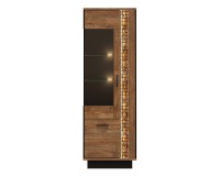 Display cabinet DORIAN 64 cm, 2 doors, left-hand, april oak and black with april oak fronts