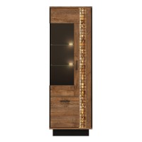 Display cabinet DORIAN 64 cm, 2 doors, left-hand, april oak and black with april oak fronts