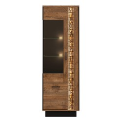 Display cabinet DORIAN 64 cm, 2 doors, left-hand, april oak and black with april oak fronts