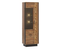 Display cabinet DORIAN 64 cm, 2 doors, left-hand, april oak and black with april oak fronts